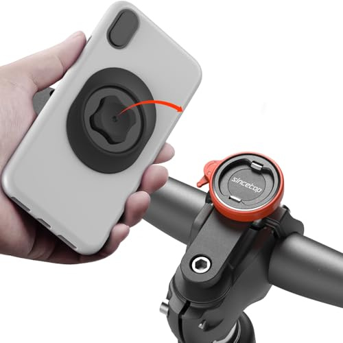 sincetop Support de téléphone vélo Universel, Porte-téléphone en Aluminium pour Bouchon de Potence, adapté aux vélos de Montagne et de Route, Fixation Rapide avec Pince de Guidon VTT【Sér. C-1re gén.】