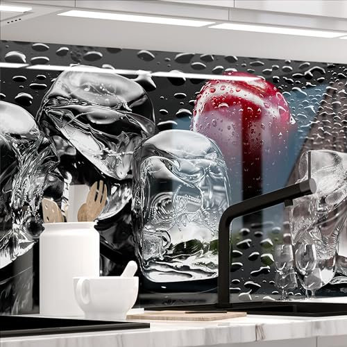 StickerProfis Küchenrückwand selbstklebend Glasoptik - Kirschen UND EIS - 1.8mm, Versteift, alle Untergründe, Hart PET Material, Premium 60 x 80cm