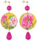 IN Lebole Collezione The Circle Fondo Oro Fiore Rosa Orecchini da Donna in Ottone Pietra Fucsia