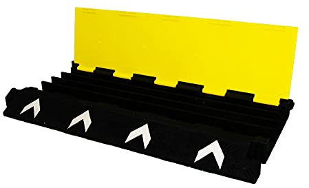 Berry Cable Protector 4-Channel | EV charging cable protector | Weatherproof PVC Outdoor Cable Cover with Bright Yellow Lid | Prevent Tripping Hazards and Cable Damage