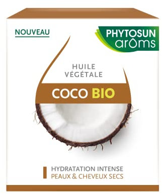 Phytosun Arôms Huile Végétale de Coco Bio - 100% Pure et Naturelle - Hydratation Intense Peaux et Cheveux secs - 100ml