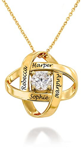 MyNameNecklace MYKA Personalisierte Eternal-Halskette mit Kubischen Zirkonia aus Sterling Silber 925 / Vergoldet - Schmuck Geschenk für Damen - Mutter - Freundin (750er vergoldetes 925er Silber)