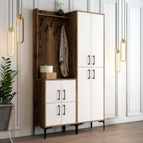 Dmora Garderobenschrank Castor 120x35x200 cm Braun, für 16 Paar
