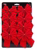 8 Pack 12cm Red Velvet Bows Christmas Tree Decoration