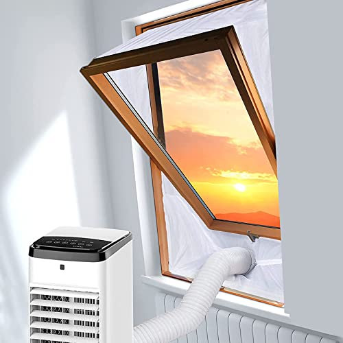 Center Pivot Roof Window Seal Kit for Portable Air Conditioner and Tumble Dryer Hot Air Stop Air Exchange Guards with Zipper and Adhesive