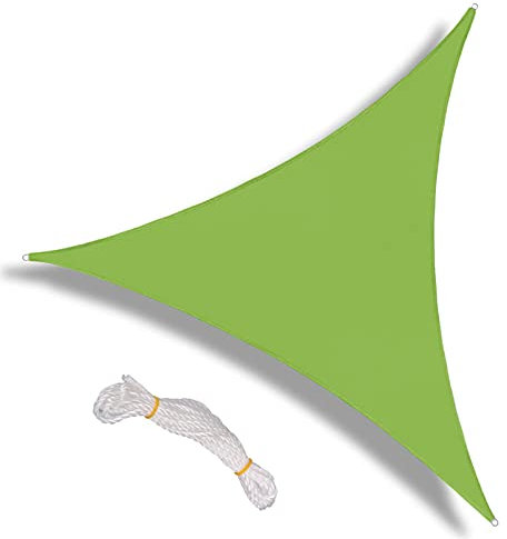 LDIW Vela Ombreggiante Triangolare, Tenda a Vela Impermeabile Tende da Sole per Esterno Balcone Giardino Protezione dai Raggi UV,Verde,6x6x6m