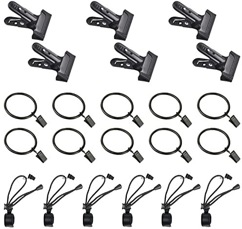 Keadic 22 Pieces Backdrop Clips Clamps Kit Includes Metal Heavy Duty Spring Clamps, Adjustable Elastic Clamps Holders and Drapery Ring Clips for Video Studio Background Muslin