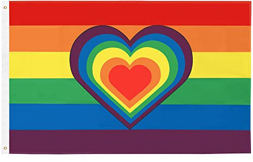 Trixes - Bandera de corazón del orgullo, bandera LGBTQIA2+, bandera de arco iris, bandera de orgullo gay, regalos LGBTQ, accesorios LGBT, regalos gay, banderas lesbianas