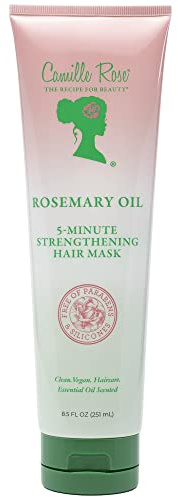Camille Rose Hair Mask, Rosemary Oil – 5-Minute Strengthening Deep Conditioner for Refreshing Dry, Damaged Hair, Frizz Control, 8.5 Oz