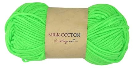 Bristlegrass Cotton Neon Green Yarn Saver Super Bundle Maschenmarkierer, Wolle, Pompons, Milch, Baumwolle, Handstrickgarn, Fingergewicht, Garn (50 g, 115 Yd)