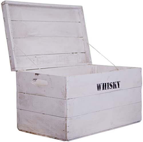 Kistenkolli Altes Land Holztruhe Whisky Shabby weiss Geschenk-Box mit Deckel Schatzkiste Holzkiste Holztruhe Schatztruhe Kindergeburtstag Hochzeitskiste Altholz Upcycling Vintage