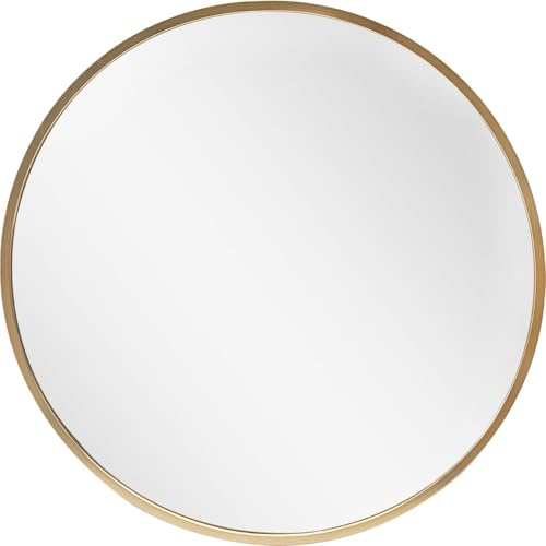 SensaHome – Moderner Wandspiegel im nordischen Design – runder Wandspiegel – Badezimmer-/Schminkspiegel – Gold – 80 cm