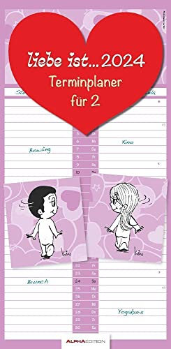 liebe ist... - Terminplaner 2024 für 2 Personen - Alpha Edition-Verlag - Kalender mit 2 Spalten zum Eintragen - 22 cm x 45 cm
