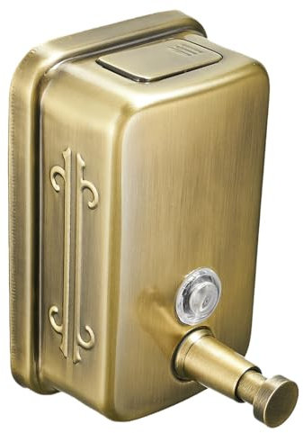 Commercial Soap Dispenser Wall Mount Stainless Steel Manual Pump Liquid Rust-Proof Leak Free for Bathroom Restaurant 500ml/17oz (Gold)