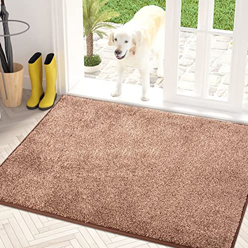 PURRUGS Dirt Trapping Door Mat 80 x 120 cm, Non-Slip Machine Washable Entryway Rug, Dog Door Mat, Super Absorbent Entry Rug for Front Door, Back Door, Muddy Shoes and Paws, Brown