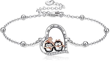Pinguin-Armband aus Sterlingsilber Pinguin-Herz-Armband niedlicher Tier-Pinguin-Schmuck Geschenke für Frauen