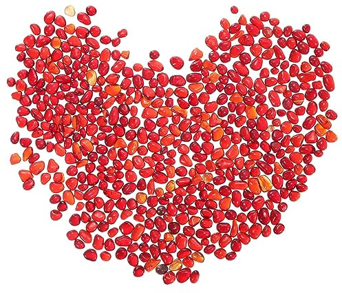 sourcing map 200g/0.44lb 5-7mm Decorative Glass Stones, Polished Glass Pebbles Marbles DIY Decor for Vase Filler Beads Crafts Fish Tank Aquarium Garden Decoration, Red