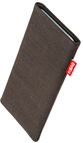 fitBAG Jive Braun Handytasche für Apple iPhone 15 Pro Max Tasche aus Textil-Stoff mit Microfaserinnenfutter | Hülle mit Reinigungsfunktion | Made in Germany