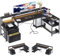 ODK Scrivania con Cassetti, Grande Scrivania Angolare Reversibile con 2 Porte di Ricarica USB e 2 Prese di Corrente, Scrivania Gaming con LED, Scrivania ad L per Casa Ufficio, Nero 189.3×100cm