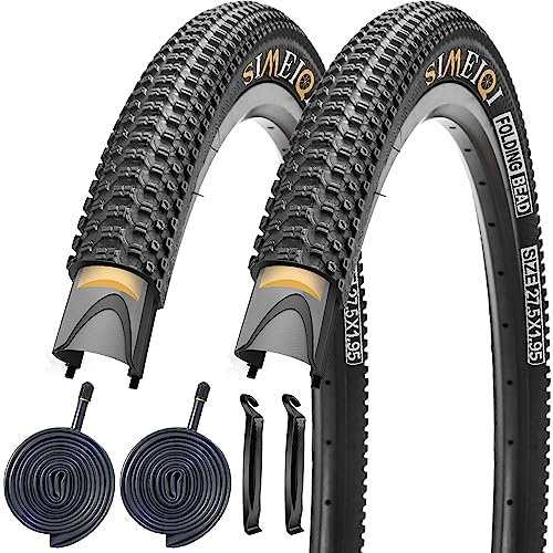 24/26/27,5 x 1,95 Zoll Faltrad Reifen mit 3 mm Anti-Pannensicher Schutz für Mountainbikes (27,5 x 1,95 Zoll, 2 Reifen, 2 Schläuche)