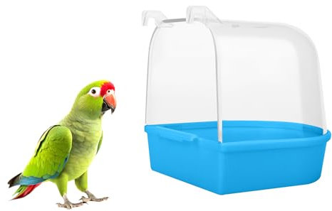 MEISH Baignoire pour oiseaux avec crochets - Baignoire à suspendre - Accessoire pour perroquet, canari - Bleu foncé