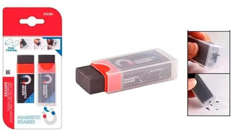 Blister con 2 Gomas de Borrar con recogedor Magnético Imantado. Ideal Bellas artes y Dibujo Técnico