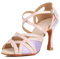 Syrads Donne Strass Scarpe da Ballo Sala Latino Salsa Danza Tacchi Scarpe Peep Toe Cross Strap Scarpe Donna,Rosa 9cm Heel,38 EU