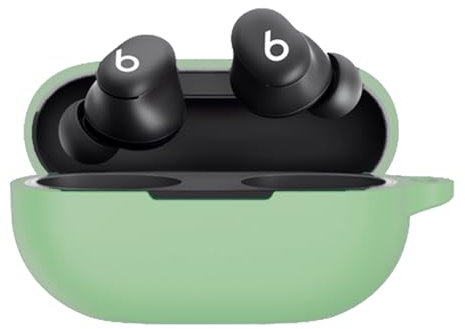 Case for Beats Solo Buds with Carabiner,Anti-Scratch Premium Soft Silicone Full Protective Case,Shockproof Ultra Slim Headphone Protective Case for Beats Solo Buds,Matcha Brown