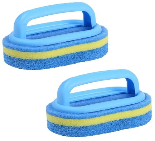 2 Pcs Bathroom Cleaning Sponge With Handle - Thickened Scrubbing Sponge for Bath, Toilet, Wall, Floor Tile, Kitchen, Bathtub