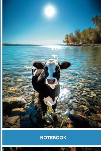 Black and White Cow Notebook: Small 6x9inch | Wide Ruled Note Pad | 120 Pages | Scenic Waterfront Photograph | Black and White Cow Gifts | Stationery