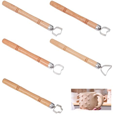 OLYCRAFT 5 Pcs Sculpture Scraper Clay Extruder Tool Pottery Cup Handle Shape Tool Modeling Clay Cutters Sculpture Kit Clay Modeling Tools for Ceramic Sculpture Craft 11.6~12.5cm Long