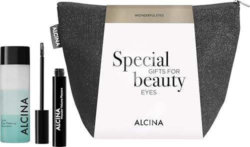 ALCINA Geschenkset Wonderful Eyes - beinhaltet 1x Wonder Volume Mascara, schwarz & 1x Soft Eye Make-up Remover | 1x 8 ml & 1x 100 ml | Mascara für maximales Volumen | Remover zur sanften Reinigung