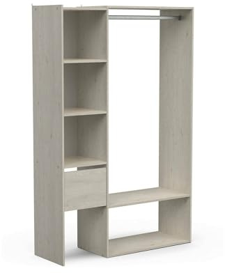 Dmora - Großer Kleiderschrank Aulne, Schlafzimmermöbel, Schrank, Garderobe, 119x40 h183 cm, Eiche