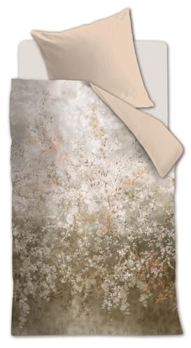 Kardol Floresence bettwäsche-Set 2 TLG. - 135x200 - Natur - Baumwollsatin - mit Reißverschluss
