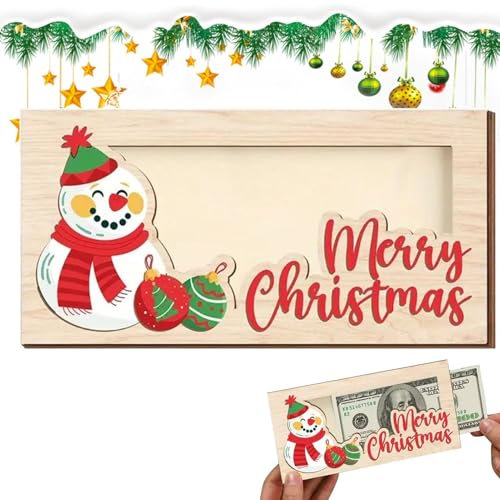 Porte-monnaie de Noël en bois | Porte-billets | Bonhommes de neige et lettres Design Enveloppe Carte de vœux Fournitures de décoration