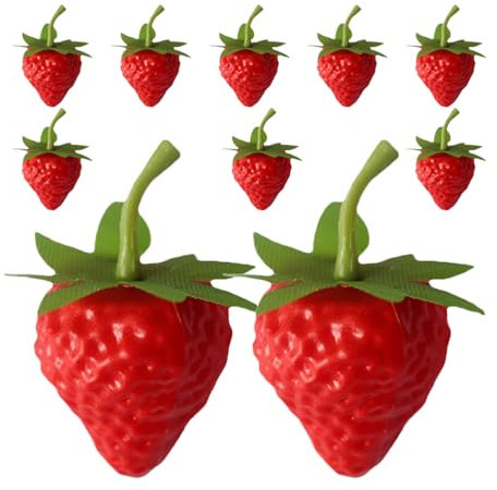 Amosfun 10 StüCk KüNstliche Erdbeeren Deko - Kleine Plastik Erdbeeren FüR Rollenspiele, Kunsthandwerk Und Kinderzimmer Dekoration