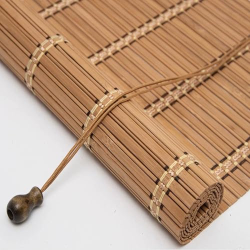 NEXOPKSVCR Bambusrollo Jalousie 50-140cm Breit Bambus RaffrolloSonnenschutz,Rollo Sichtschutz,Bambusrollo Natur Holzrollos Sichtschutz Bambus Rollo für Terrasse Hofgarten, Balkon(B70xH280cm)