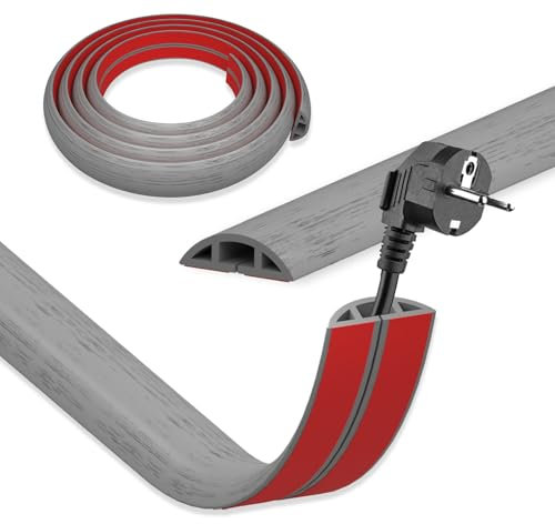 DIKARIYA Canaleta Cables Suelo Madera, 3CMx1M Canaletas para Cables, PVC Pasacables Suelo, Protector de Cables para Suelo, Salva Cables Suelo Autoadhesiva para Hogar, Oficina, Escuela, Almacén
