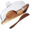 Garneck Mantequillera de Madera con Tapa de Vidrio Caja de Almacenamiento de y Queso Decoración Elegante para Cocina y Mesa para Snacks y Postres