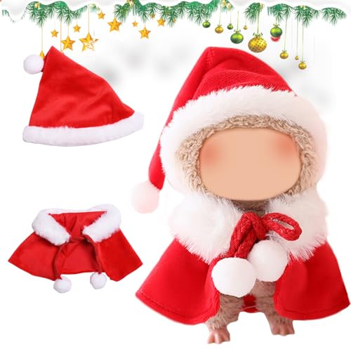 Kleidung für 17cm Puppe, Kuscheltier Kleidung Outfit, Weihnachtskleidung für Puppen, Bekleidung für 17cm Plüsch, enthalten Umhang und Hut, Kleidung für La Puppe, Geschenke für Weihnachtskleidung