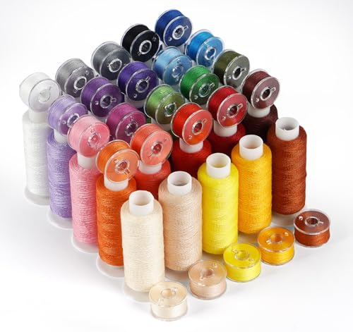 25 Farben Nähgarn Set, 365m/400 Yard Nähgarn für Nähmaschine | Mit 25 Unterfadenspulen, Qualitätsgarn, Nähfaden, Nähmaschinen Zubehör, Nähmaschinengarn für Overlock, Garn Nähmaschine