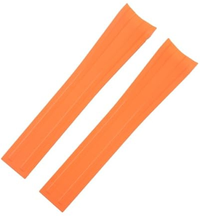 CAWEUER Natürliche neue FKM-Uhrenbänder aus Fluorkautschuk, komplett mit verstellbarem CTS-Uhrenarmband 20 mm for kompatibel Tudor BB(Orange,No buckle)