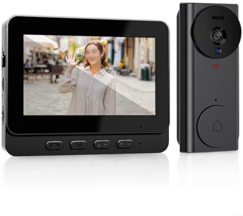 CNANRNANC Kabellose Türklingel Kamera, 1080P wasserdichte WiFi Türklingel mit 4.3 Bildschirm & 170° Blickwinkel