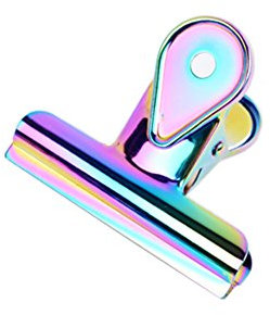 MultiBey Binder Bulldog Clips Büroklammer in verschiedenen Größen, farbiger holografischer Stahl, klein, mittel, groß, XL (6 Stück)