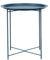 Hodge and Hodge Round Metal Folding Side Table Tray Top Light Portable Coffee Night Stand Dark Blue