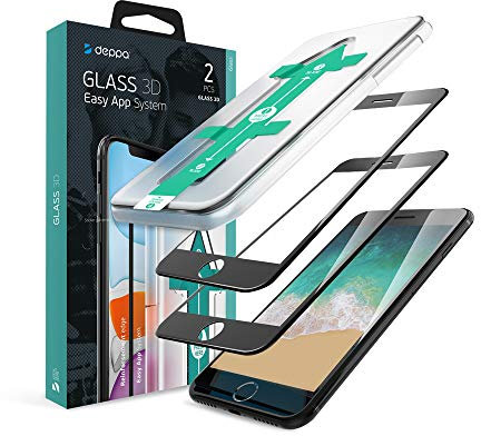 Deppa |2 Stück| Schutzfolie für Iphone SE 2020/2022/Iphone 7/8 Full Screen (4.7 Zoll) mit Installationshilfe Glas Folie 3D - Schutzglas, Displayschutz mit Schablone