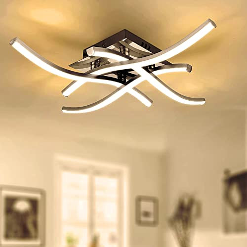 TYCOLIT LED Ceiling Light, Elegant Curved Design Ceiling Lights, 4 Built-in LED Boards, 24W 2400 Lumen, Warm Light 3500K, Modern Ceiling Fixture for Living Rooms, Bedrooms and Corridor
