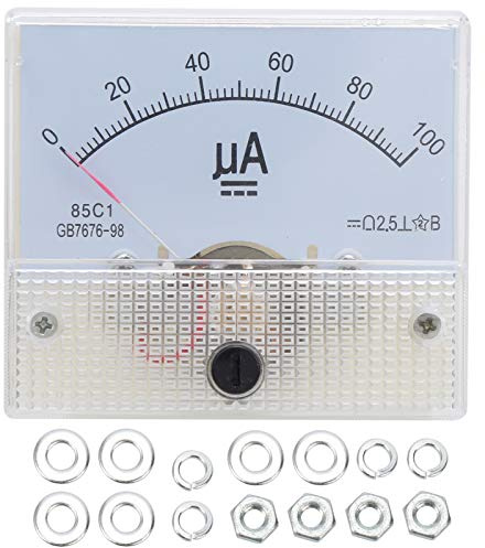 85C1 Analog Current Panel Meter Stromzähler, Amperemeter Tester,0~100UA Zeiger Amp Amperemeter Messgerät für Elektrische Geräte Rechteck-Panel montiert