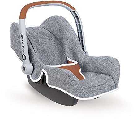Smoby Bébé Confort 240215 Sitz für Puppen und Puppen, schwenkbarer Griff, Sicherheitsgurt, Grau