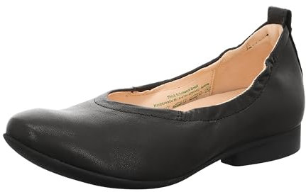 THINK! Damen GUAD2_ chromfrei gegerbte nachhaltige Wechselfußbett Ballerinas, 2 Stone, EU,0000 Schwarz,39.5 EU
